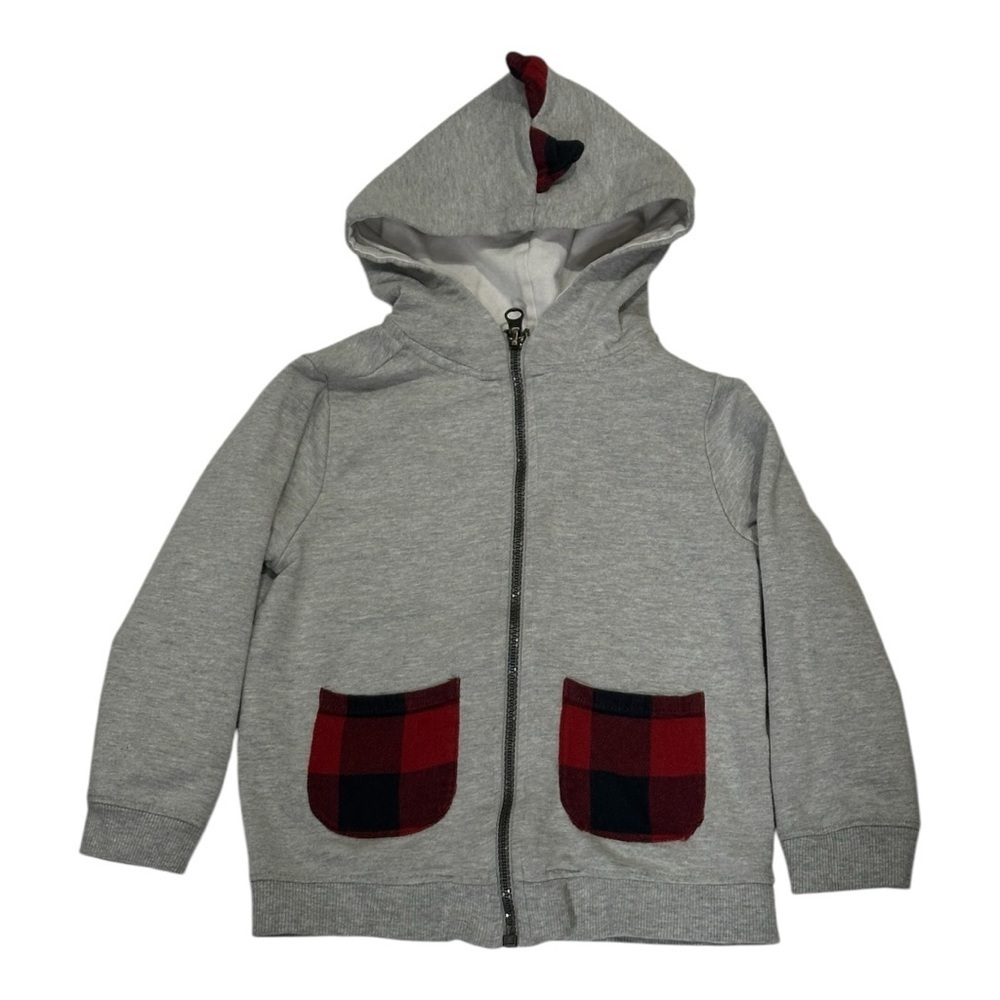 Tommy Bahama Dino Full Zip Hoodie with Red Plaid Pockets Size 4